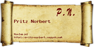 Pritz Norbert névjegykártya